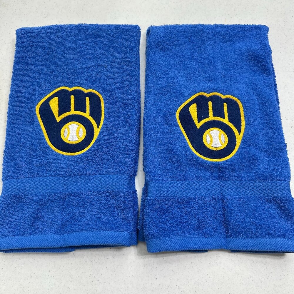 Milwaukee Brewers Towels Embroidered Hand Towel Set Bathroom Sports Baseball